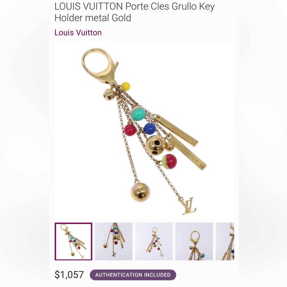🔥🔥 LOUIS VUITTON Porte Cles Grullo Key Holder metal  Gold RARE! With COA - Picture 9 of 9